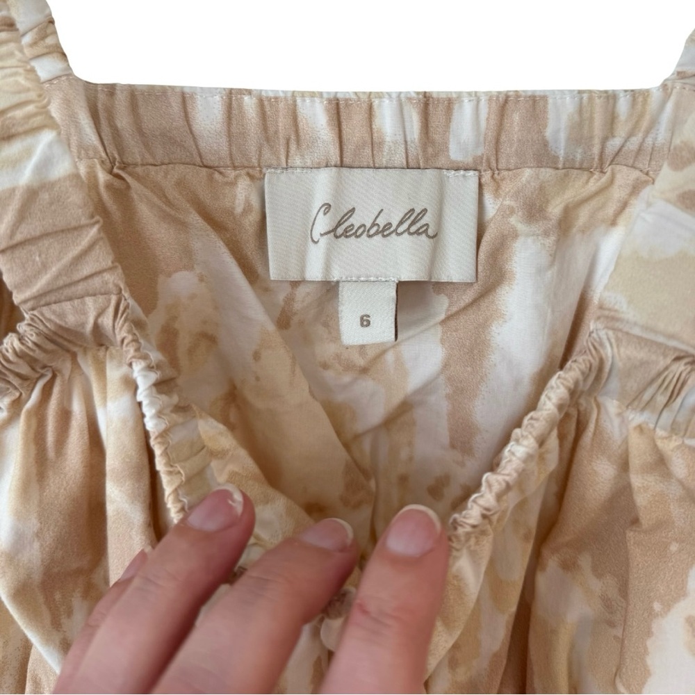 Cleobella Littles Girls 6 Tiered Midi Length Dress Beige Tan Pia Watercolor Boho - Picture 6 of 8
